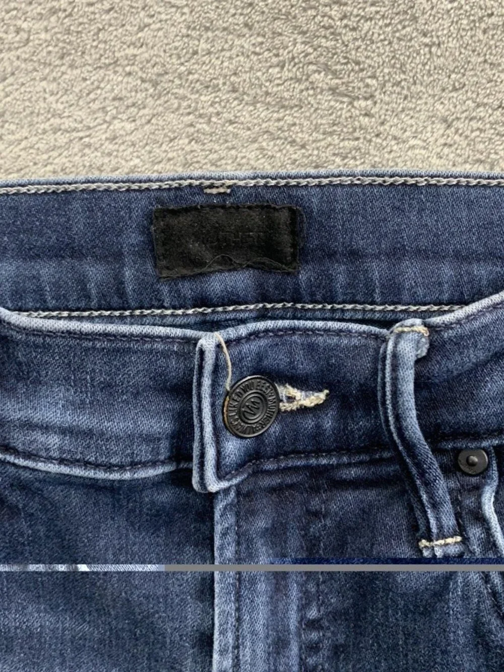 MOTHER Insider Crop Step Fray Jeans Womens 25 Night Tripper Raw Hem Blue Denim